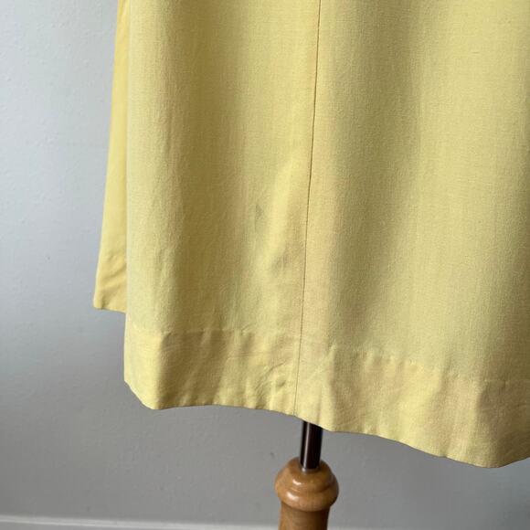 Vintage 70s Silk Butter Yellow Sun Dress Tie Waist Midi // Size Large‎ - Picture 6 of 10